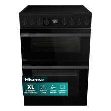 Hisense HDUKC60B 60cm Electric Cooker with Ceramic Hob-Black, A Rated Double