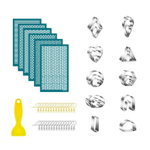 Screen Printing Stencils Set with 24 Clay Earring Cutters and 30 Earring Hooks for Clay, Fabric, and Paper Crafts