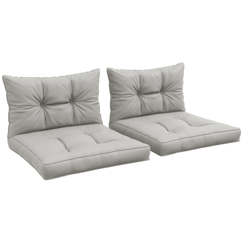 Outsunny 2Pc Outdoor Seat Cushion For Patio Furniture, Light Grey