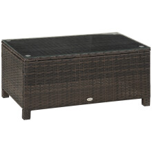 Rattan Coffee Table with Glass Top Brown ??,A"