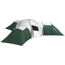 Outsunny Large Camping Tent with 3 Bedroom, Living Area and Porch for 6-9 Man