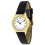 Sekonda Sekonda Ladies Basic Gold Plated White Dial Black Leather Strap Watch 4134 1