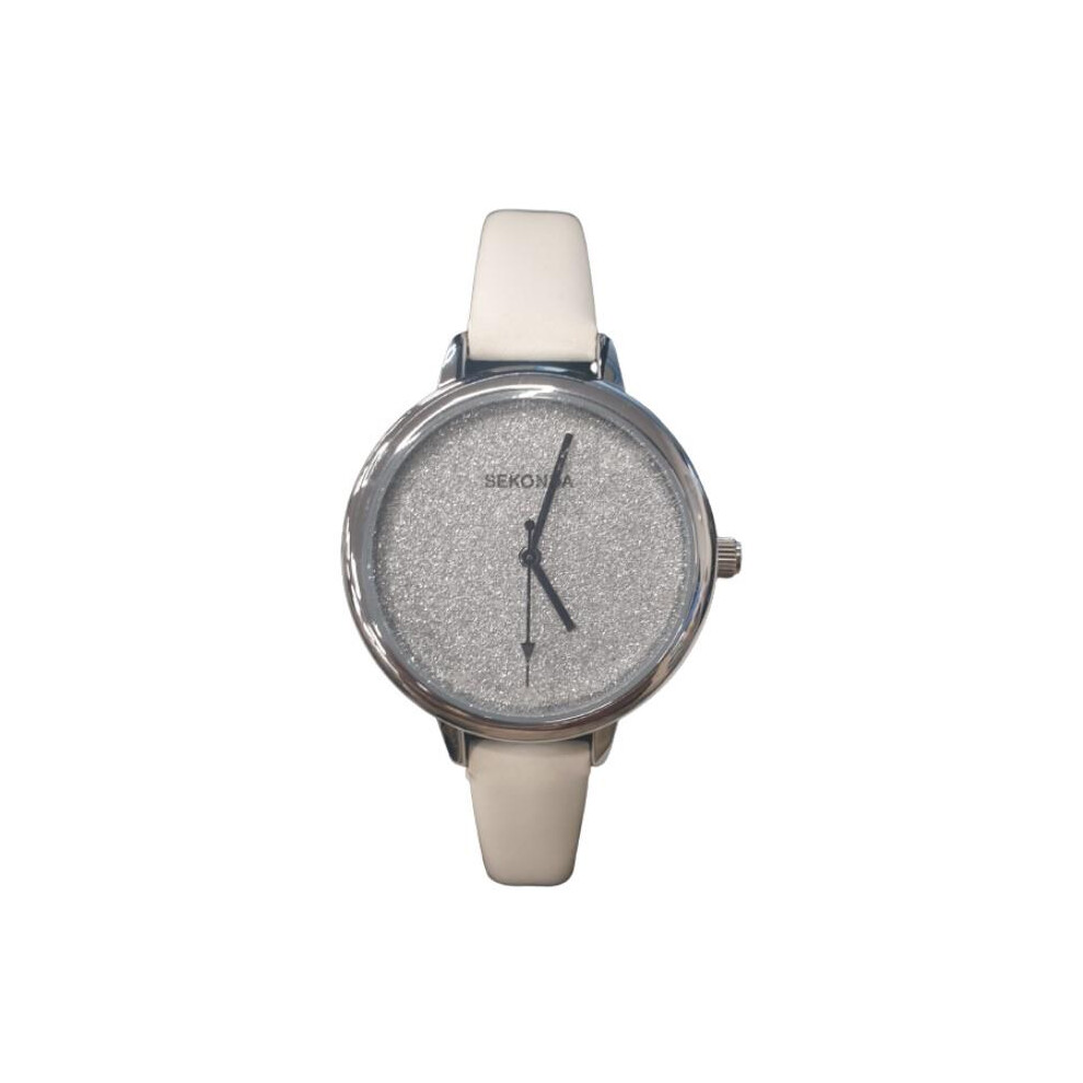Sekonda Women's Glitter Dial With Leather Strap Watch White