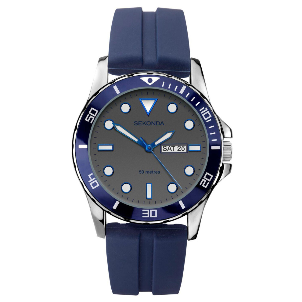 Sekonda Sport Watch 1702 Grey Dial , Blue Bezel and Strap - Image 10