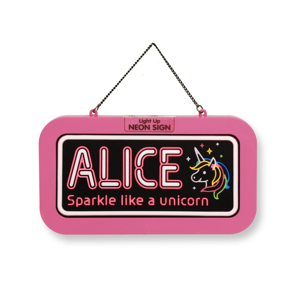 Light Pre-Personalised -Up Neon Bedroom Name Sign - Alice