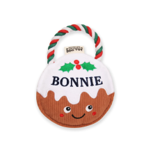 Pre-personalised Christmas Pudding Squeaky Dog Toy Gift - Bonnie