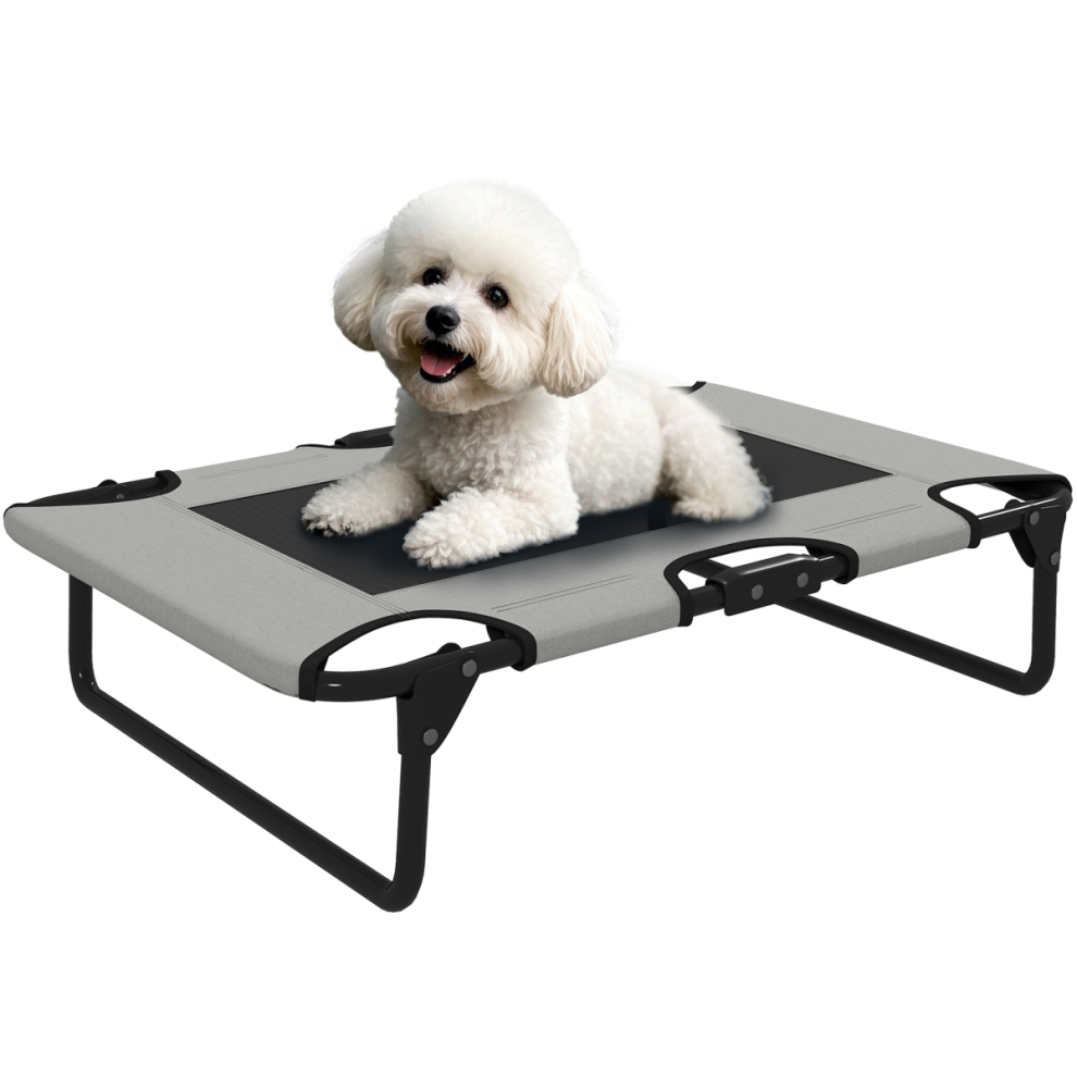Pawhut Raised Dog Bed With Breathable Mesh For S & M Dogs, Light Grey