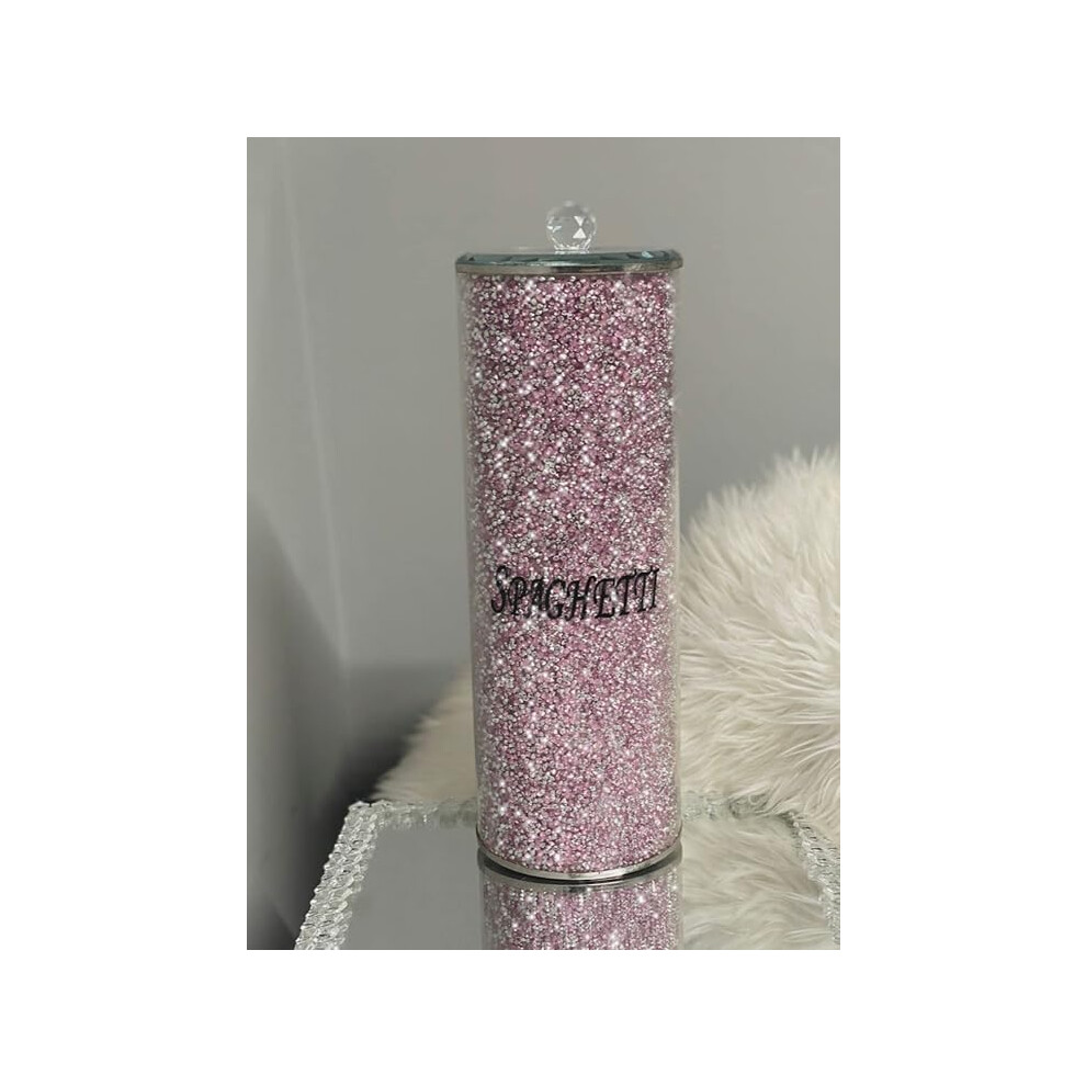 Biznest Crushed Diamond Glass Spaghetti Jar 29X10cm Silver