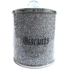 Silver Diamante Jewel Biscuit Jar 16x25Cm