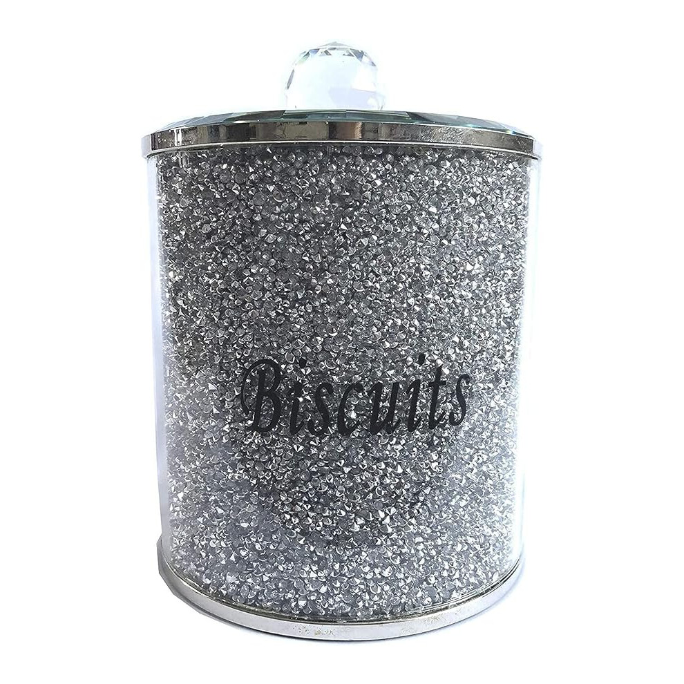 Biznest Diamante Jewel Biscuit Jar 16X25cm Silver