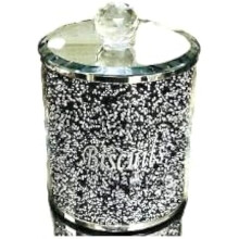 Diamante Biscuit Jar Black Silver 22Cm