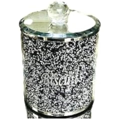Diamante Biscuit Jar Black Silver 22Cm