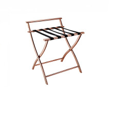 Storage Rack Hotel Luggage Stand Stainless Steel Metal Frame Folding Guest Room Luggage Stand with Backrest