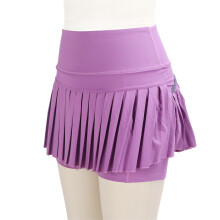 Damen M lila Trainings-Tennisskirt mit Taschen und atmungsaktiven Shorts