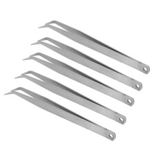 Leichte Nähpinzette 5 Stück, gebogen, rostfreier Edelstahl, feine Spitze, Zubehör
