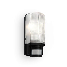 Motion Outdoor Lights Mains Powered - PIR Lights Outdoor - Bulkhead Wall Lights with Motion Sensor - IP44 Rated Security Lights - Black Finish - E27