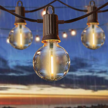 ZOTOYI LED Outdoor String Lights Mains Powered, 50Ft Waterproof IP65 Garden String Lights, 25+2 G40 Globe Bulbs(2 Spare), Shatterproof Festoon Lights