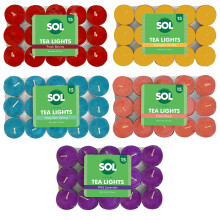 SOL 60pk Mixed Scented Tea Lights Candles - Fresh Berries, Lavender, Fresh Peach, Mountain Spring, Vanilla Scented Tea Lights, Long-Lasting for Home