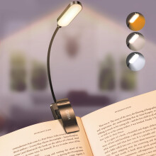 Gritin 16 LED Reading Light, Book Light 3 Eye-Protecting Modes Book Lamp (White/Amber/Mixed) - Stepless Dimming, Rechargeable, Long Battery Life, 4-L