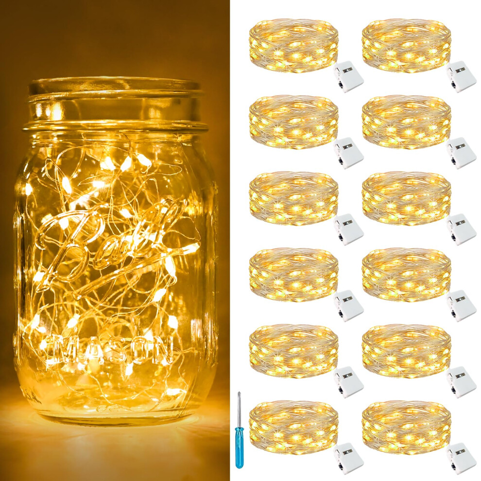 Btfarm 12 Pack 3 Modes Led Fairy Lights Battery Operated, 2M 20Led Mini String Lights Battery Powered Ip65 Waterproof Wire Small Fairy Lights Silver 64083360
