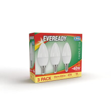 Eveready E14 LED Light Bulb, Warm White 3000K, 40W Equivalent, 470 Lumen LED Candle Bulb, SES Small Edison Screw Light Bulbs, Non-Dimmable, Pack of 3