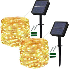 Lezonic Solar String Lights Outdoor, 12M/40Ft 120LED Solar Garden Lights, 8 Modes Copper Wire Fairy Lights Waterproof for Indoor/Outdoor Home Patio F
