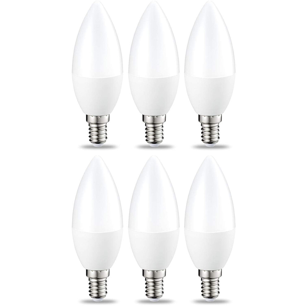 Amazon Basics LED E14 Small Edison Screw Candle Bulb, 4.9 W (Equivalent to 40W), Warm White, Non Dimmable - Pack of 6