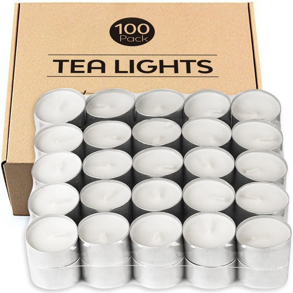 8 Hour Tea Light Candles 100 Pack Long Burning Time Unscented White-image-OPC-PK55KBT-NEW