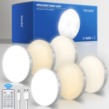 Homelist Motion Sensor Lights Indoor with Remote Control, 6 Pack Wireless Rechargeable Night Light LED Stick on Wall Light, Battery Operated Stair Ki