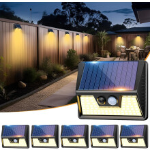 vighep Solar Lights Outdoor Motion Sensor- Led Security Lights IP65 Waterproof, 3 Lighting Modes, Warm White Super Bright Pir Flood Lights for Wall G