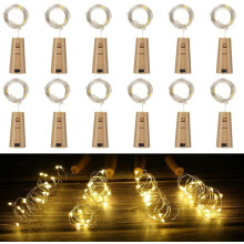 Vicloon Cork Bottle Lights, 12 Pack 2M 20 LED Battery Operated Silver Wire Fairy, Mini String Lights for Party, DIY, Jars, Christmas, Wedding, Decora