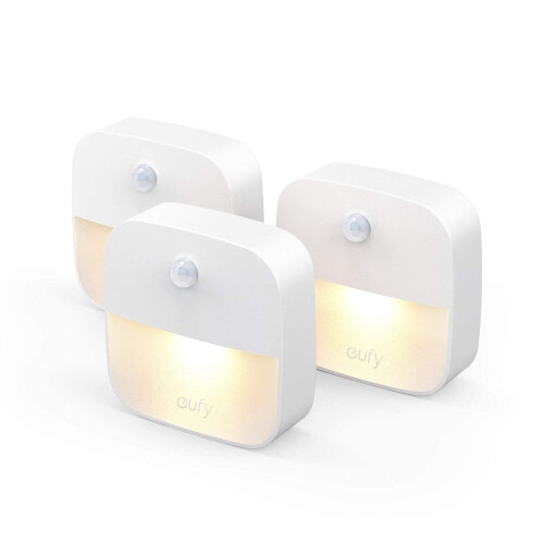 eufy by Anker, Lumi Stick-On Night Light, Warm White LED, Motion Sensor, Bedroom, Bathroom, Kitchen, Hallway, Stairs, Energy Efficient, Compact, 3-Pa