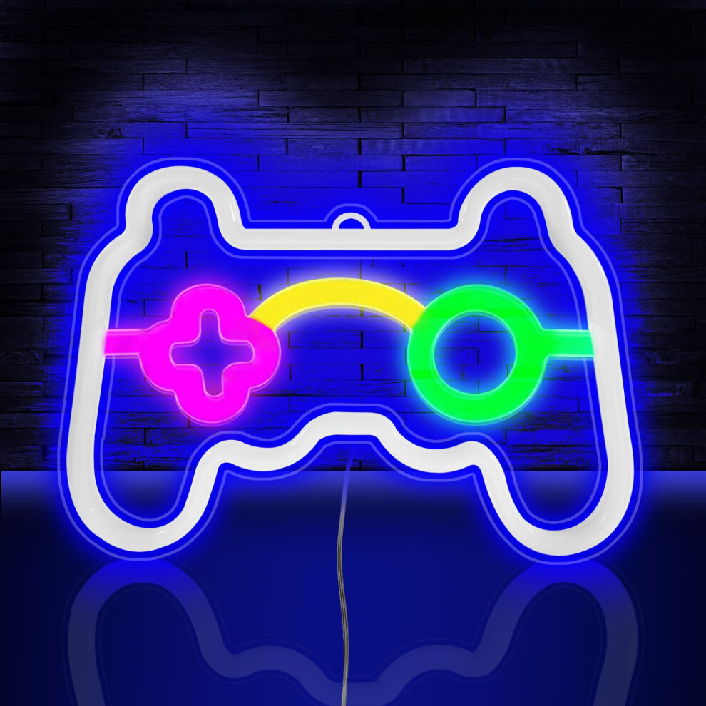 Hotut Game Neon Sign, Neon Light Gaming Led Lights, Non-Dimmable Blue Light Led Neon Wall Light Signs, Usb/Battery Powered Neon Light, Neon Lamp For