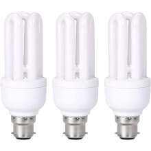 3 Pack CFL Low Energy Light Bulbs 11W=60W, Energy Saving Light Bulbs Bayonet 11W, 2 Pin, Warm White 2700K, 660 Lumens, B22 Bayonet Cap