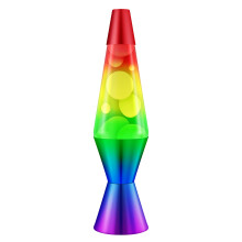 Lava Lamp Rainbow 2179, Hand Painted Tri-color Globe, White Wax, Clear Liquid, Decorative Base and Cap, Original 14.5 inch LAVA Motion Lamp to Illumi