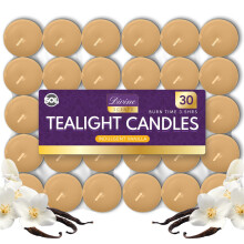 SOL 30pk Tea Light Candles Indulgent Vanilla – 3.5 Hour Burn Time, Scented Tea Lights Candles, Long-Lasting & Ideal Home Decor, Relaxation, Romantic
