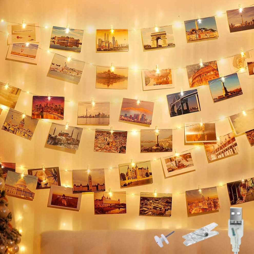 Litogo 120Led 12M Photo Clip String Lights, Usb Powered Photo Peg Fairy Lights With 60 Clips Indoor, Copper Wire Plug In Hanging String Photo Frames 36288311