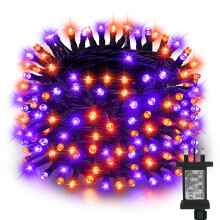 Etopgo Halloween Decorations Lights Outdoor, 20M 200LED Orange Purple String Light Main Powered with Timer Waterproof for Outdoor Indoor Halloween De
