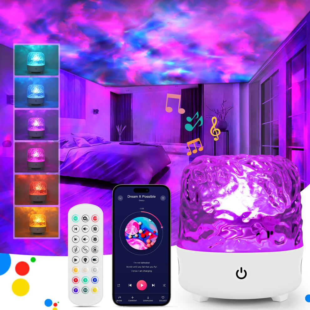 Jiawen Galaxy Projector With Bluetooth Speaker, 36 Ing Modes Star Night For Bedroom, Rechargeable Ocean Wave Projector, Sensory Nigh Light