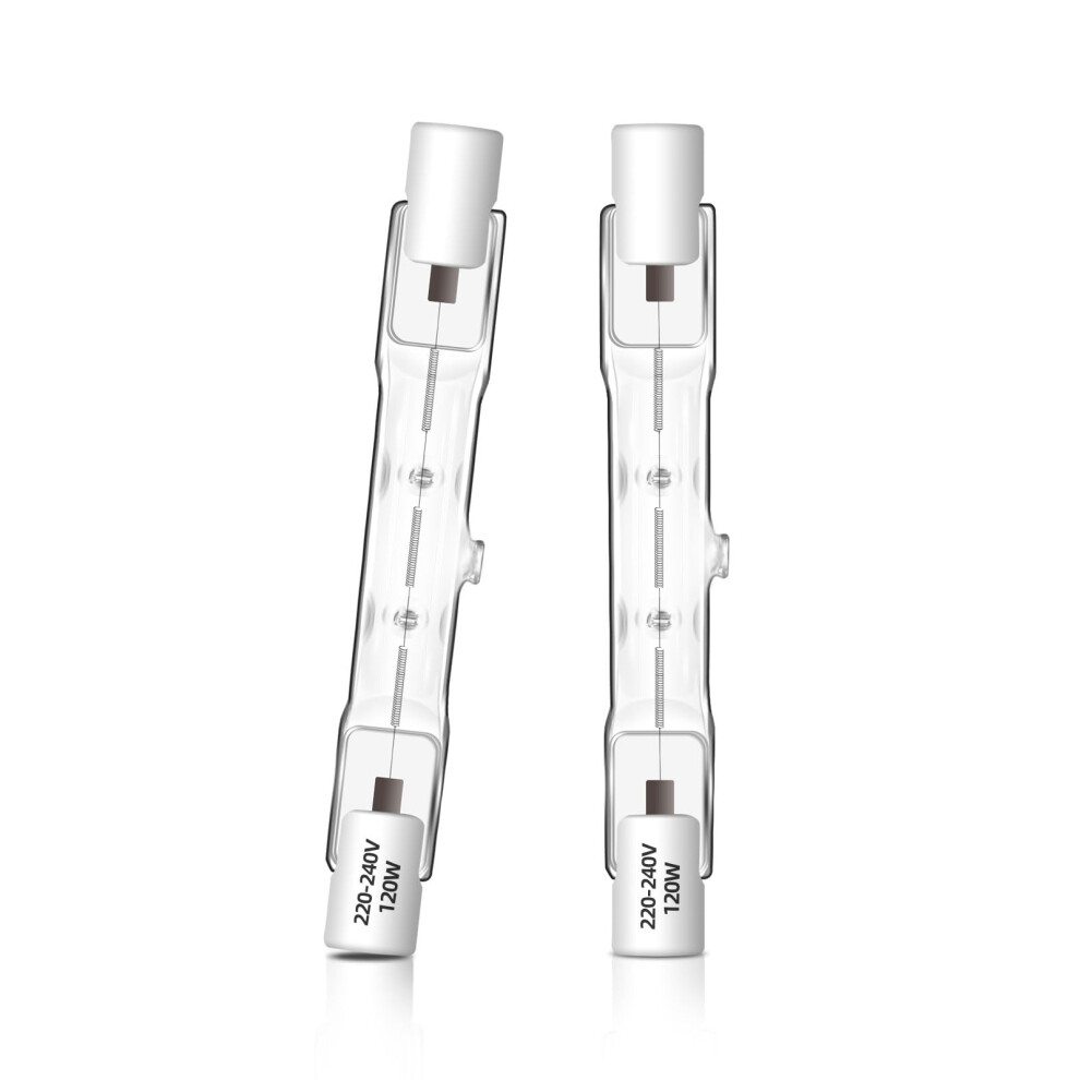 2 Pack R7s Halogen Bulb 78mm 120W Dimmable, J78 Security Light Bulb, 230V 1800LM 2700K Warm White, Linear Halogen Floodlight Bulbs for Work, Spotligh