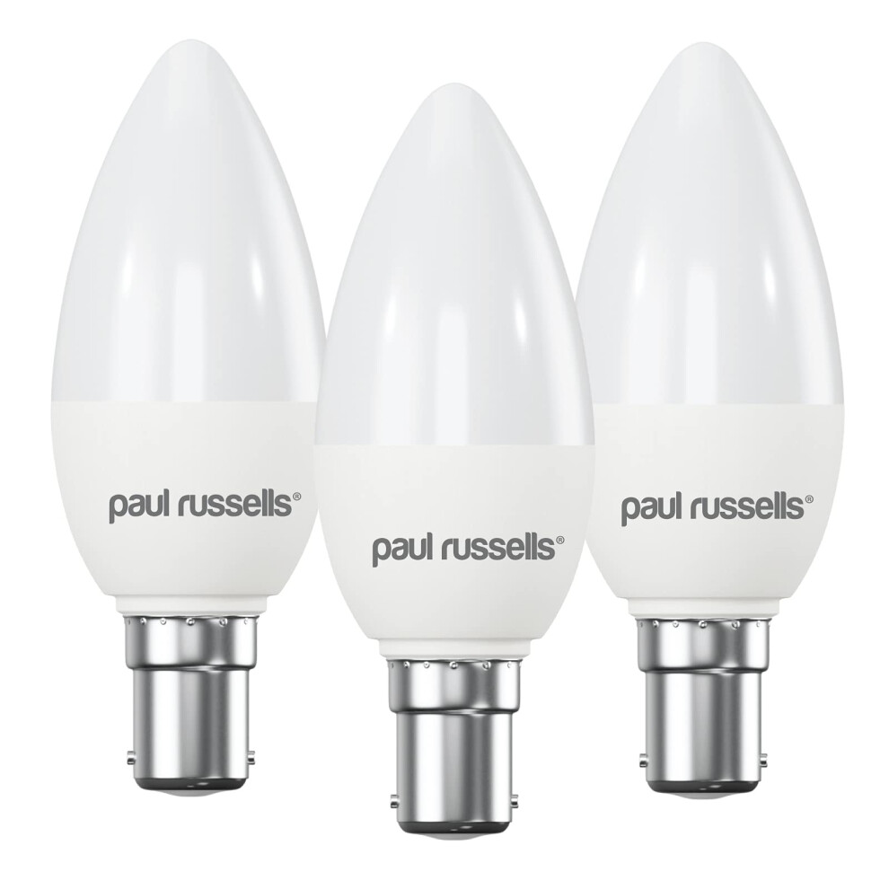 paul russells LED Light Small Bayonet Cap B15, 40watt Equivalent, 4.9W 470LM LED Bulbs, 2700K Bright Warm White, Frosted C35 SBC Candle Energy Saving-image-OPC-PK55NCJ-NEW