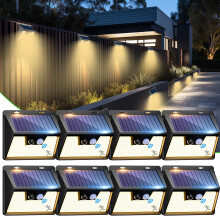 nipify Solar Lights Outdoor Motion Sensor, 8 Pack 140LED 3 Modes IP65 Waterproof Durable Solar Powered Wall Lights for Outside Garden Fence Yard Gara