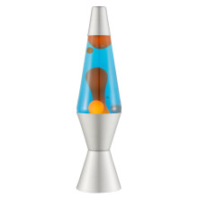 Lava Lamp 2117, Orange Wax, Blue Liquid, Silver Base and Cap, Original 14.5 inch Lava Motion Lamp to Illuminate Your Mood