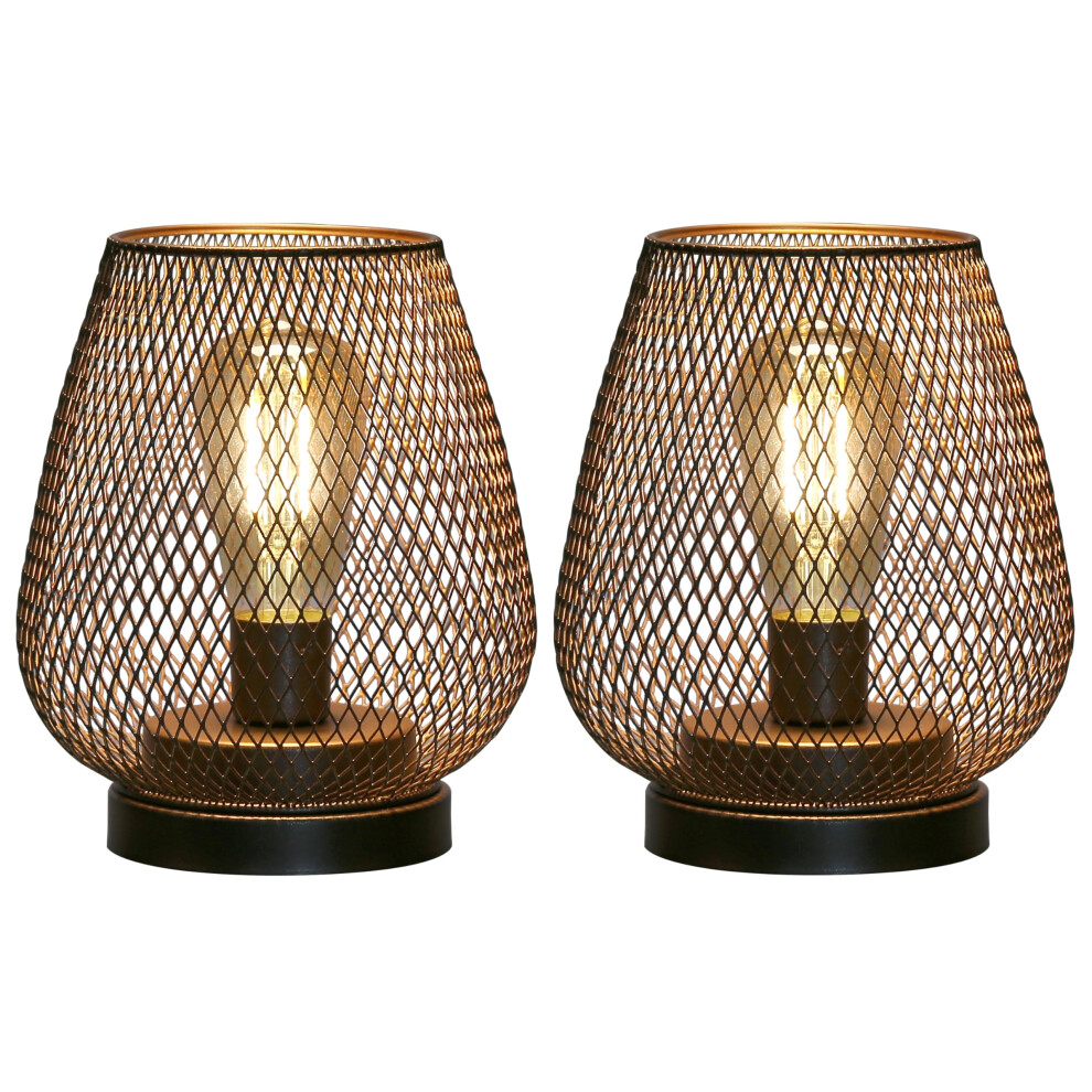 JHY DESIGN Set of 2 Metal Cage Table Lamp Battery Powered, Cordless Accent Lights with LED Edison Style Bulb for Bedroom Home Weddings Parties Patio-image-OPC-PK55NSC-NEW