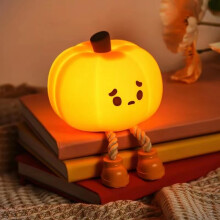 Dylviw Pumpkin Night Light, Cute LED Lamp, Silicone Dimmable Nursery Nightlight for Kids, Silicone Rechargeable Bedside Touch Lamp, Funny Office Desk