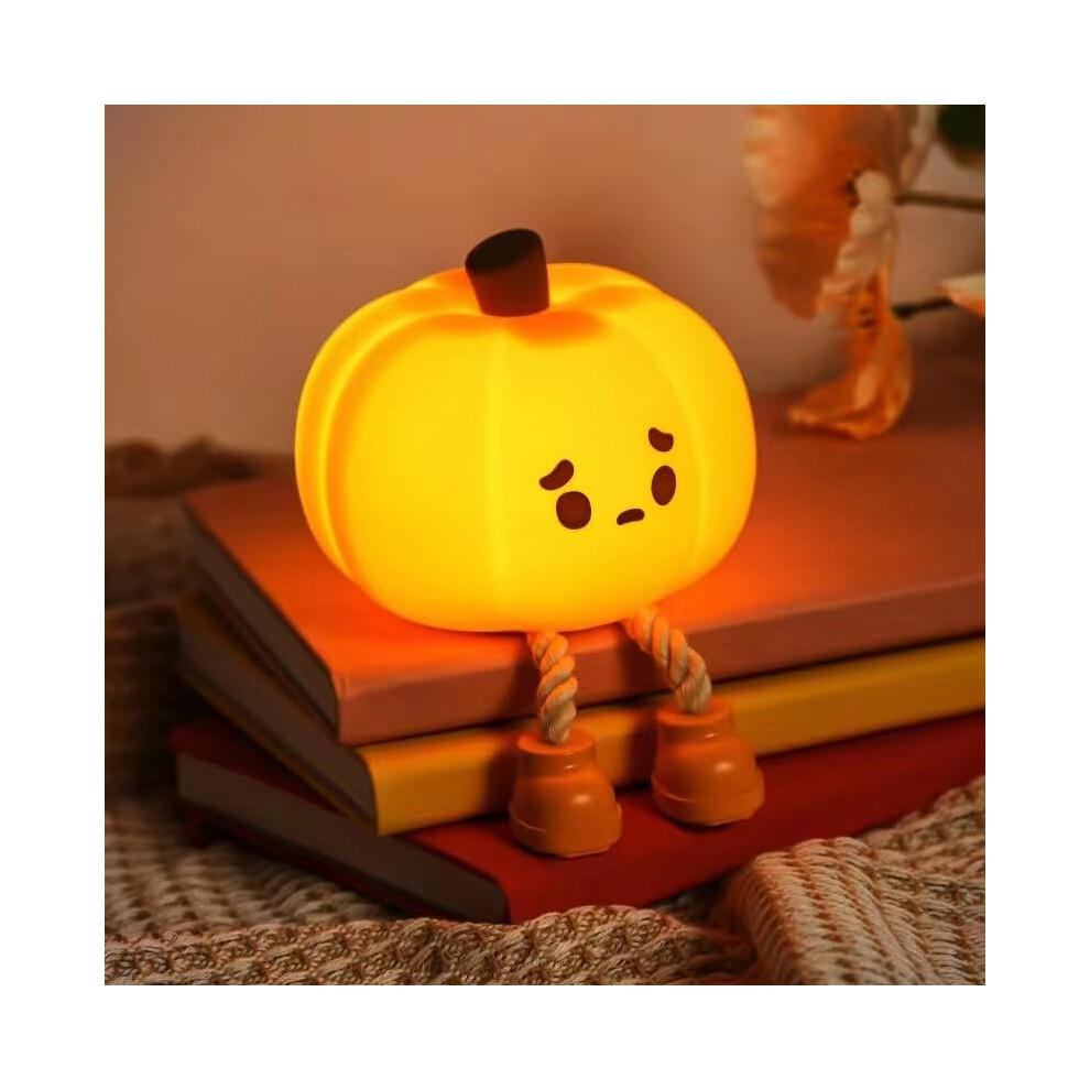 Dylviw Pumpkin Night Light, Cute LED Lamp, Silicone Dimmable Nursery Nightlight for Kids, Silicone Rechargeable Bedside Touch Lamp, Funny Office Desk