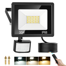30W Security Lights Outdoor Motion Sensor, 2700LM PIR Sensor Security Light Dimmable 3000K 4000K 6500K, IP66 Waterproof LED Floodlights Outside Light