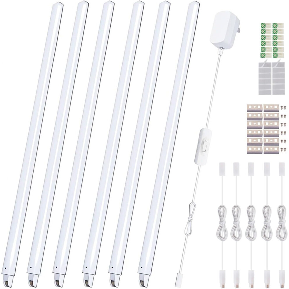 Cefrank LED Under Cabinet Lighting 6pcs 31cm Seamlessly Linkable Strip Light Bars for Cabinet, Kitchen, Shelf, Workbench, Cupboard Lighting, 1200 Lum