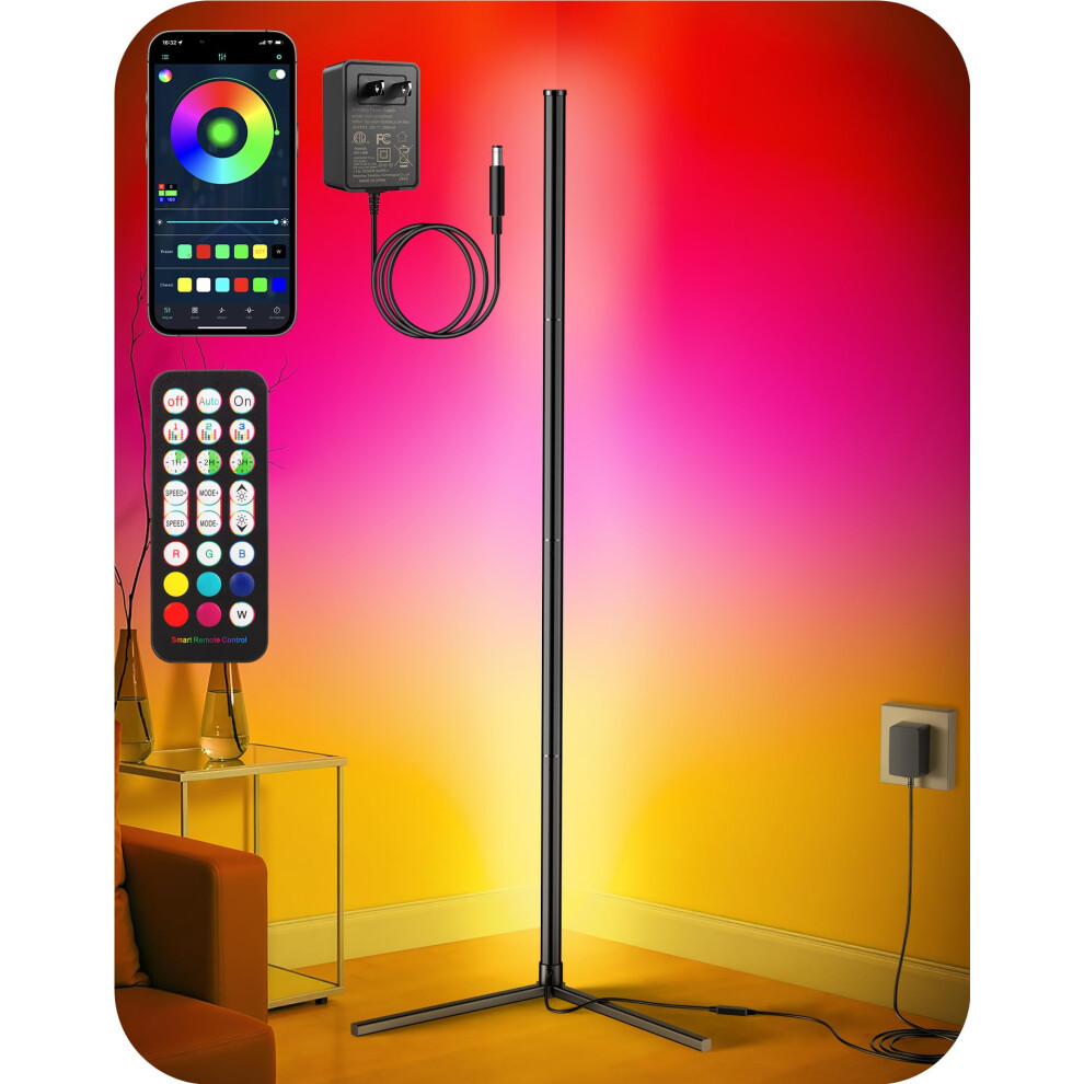 riyo Corner Floor Lamp, Modern LED Corner Lamp with APP & Remote Control