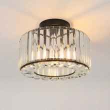 ANWIO Black Crystal Ceiling Light,Modern Ceiling Lights Living Room,Light Fittings Ceilings,Dia 26.5cm Industrial Chandeliers Ceiling Lights for Hall